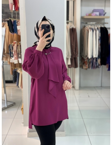 Levidor Fularlı Tunik 1037 mürdüm