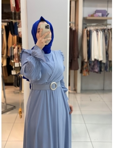 Klass Kemerli Elbise mavi