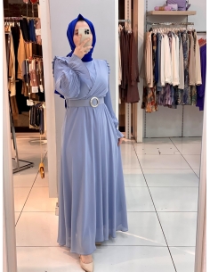 Klass Kemerli Elbise mavi 2