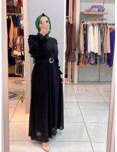 Klass Kemerli Elbise siyah