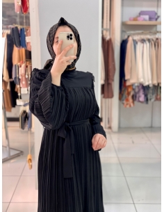 Klass Plise Elbise Siyah 2