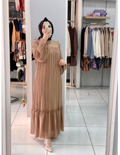 Klass Plise Elbise bej 2