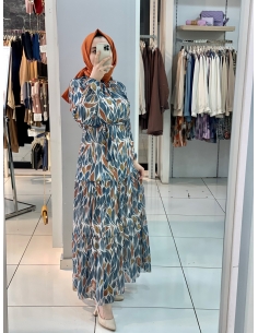 Yaprak Elbise 53258 petrol