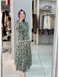 Yaprak Elbise 53258 zümrüt