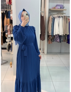 Kolu Plise Elbise 2553 lacivert 2