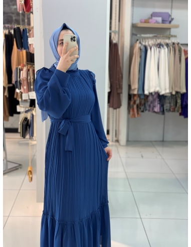 Kolu Plise Elbise 2553 lacivert