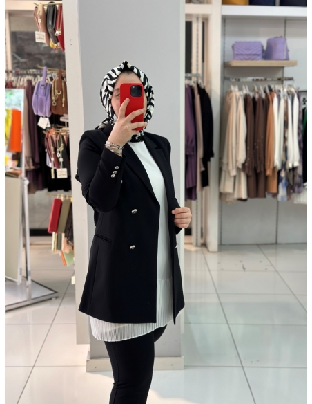 N Prive Kruvaze Ceket Takım 15010 SİYAH