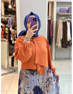 Levidor Fularlı Bluz turuncu