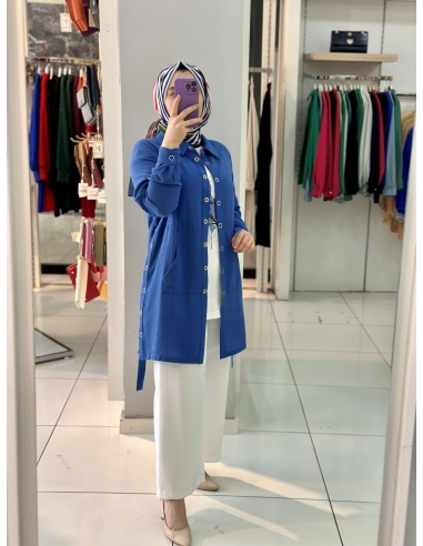 N Prive Keten 2li Takım mavi