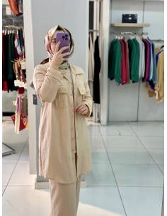 N Prive Keten Cepli 2li Takım bej