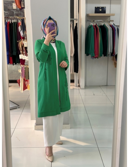 N Prive Keten 2li Kimono Takım yeşil