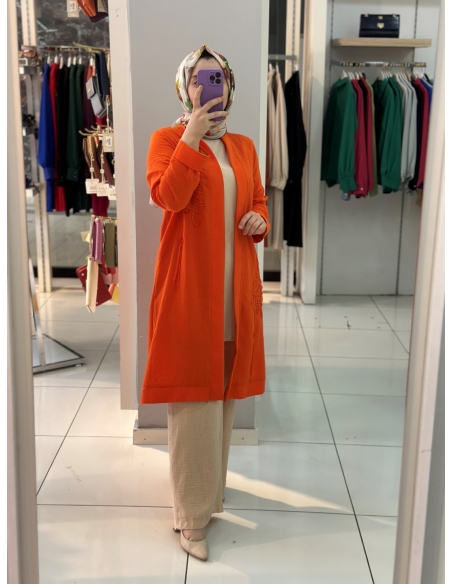 N Prive Keten 2li Kimono Takım turuncu