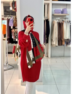 Cardion Zincir Desen  Şal kırmızı