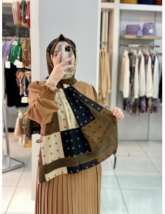 Cardion Zincir Desen Şal kahve