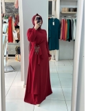 Zen Abiye Elbise bordo 2139