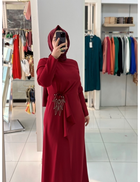 Zen Abiye Elbise bordo 2139