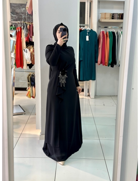 Zen Abiye Elbise siyah 2139