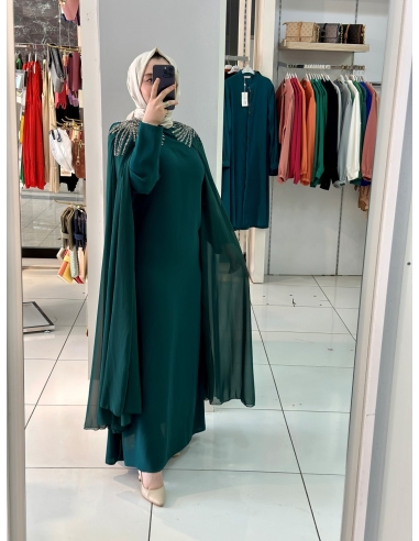 Zen Abiye Elbise zümrüt 4023