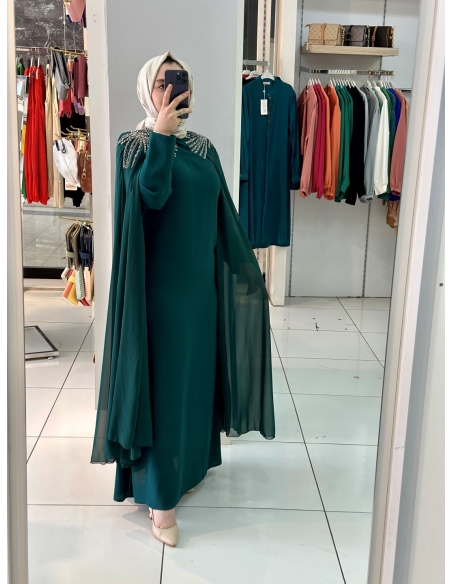 Zen Abiye Elbise zümrüt 4023