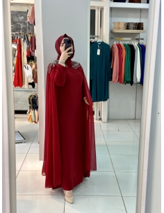 Zen Abiye Elbise  4023 bordo 2