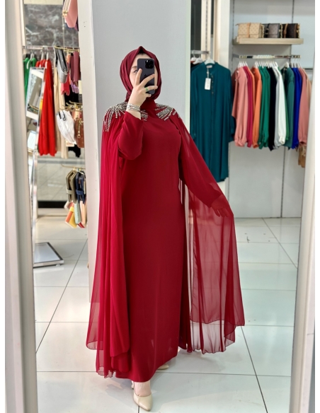 Zen Abiye Elbise  4023 bordo