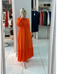 N Prive Keten Elbise turuncu 2