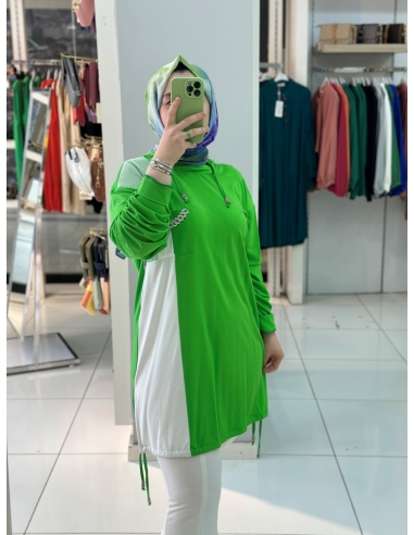 N Prive Bambu Kapüşonlu Tunik yeşil