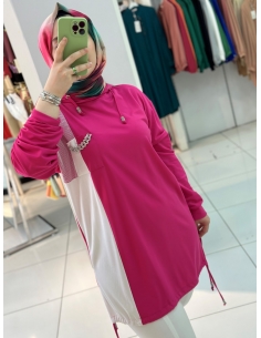 N Prive Bambu Kapüşonlu Tunik fuşya 2