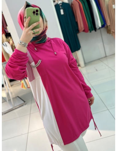 N Prive Bambu Kapüşonlu Tunik fuşya