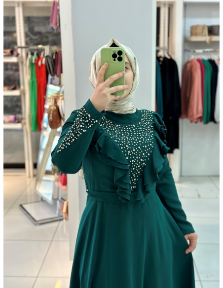 Mısra Zen Abiye Elbise 2109 yeşil