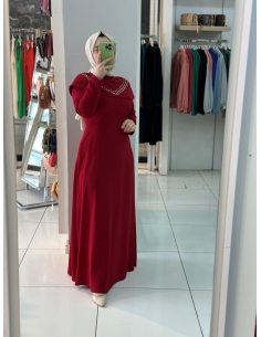 Mısra Zen Abiye Elbise 4021 bordo 2