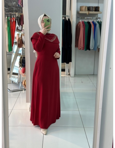 Mısra Zen Abiye Elbise 4021 bordo