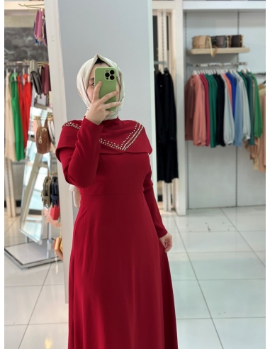 Mısra Zen Abiye Elbise 4021 bordo