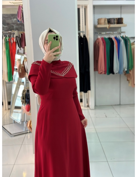 Mısra Zen Abiye Elbise 4021 bordo