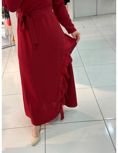 Mısra Zen Abiye Elbise 4000 kırmızı