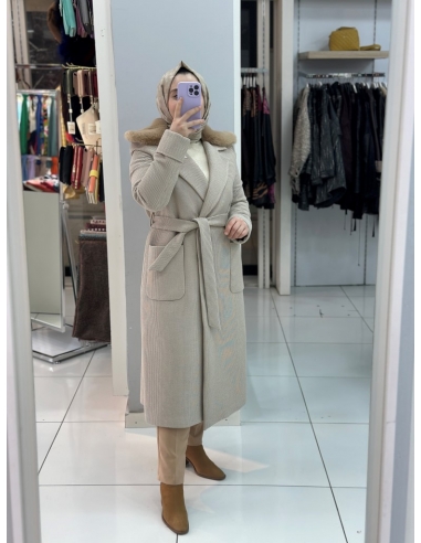 N Prive Kaşe Kaban 14069 Taş rengi