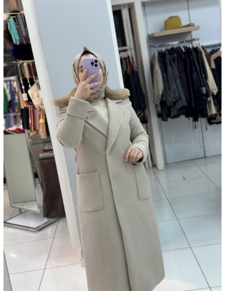 N Prive Kaşe Kaban 14069 Taş rengi