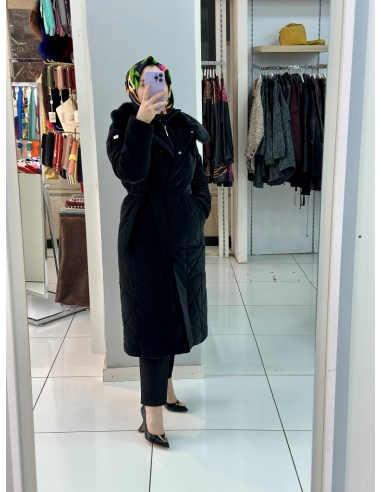 N Prive Asimetrik Desen Kürklü Şişme Mont 20001...