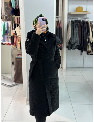 N Prive Asimetrik Desen Kürklü Şişme Mont 20001...