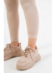 Lesa Wear Fitilli İçi Şardonlu Tayt Bej 2