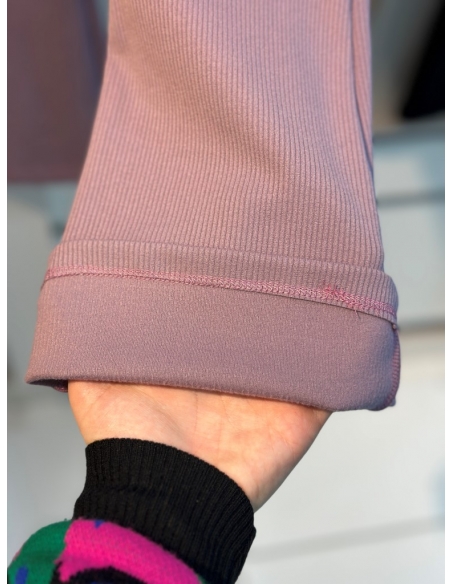 Lesa Wear Fitilli İçi Şardonlu İspanyol Tayt  PUDRA