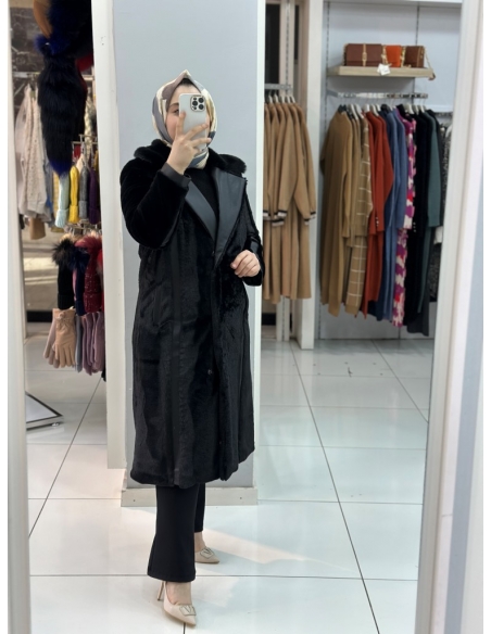 N Prive Kürklü Kaban siyah 14063