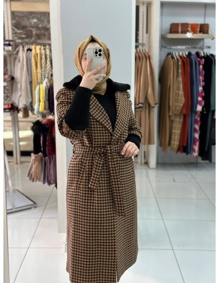 Zafina Kazayağı Kaşe Kaban kahve