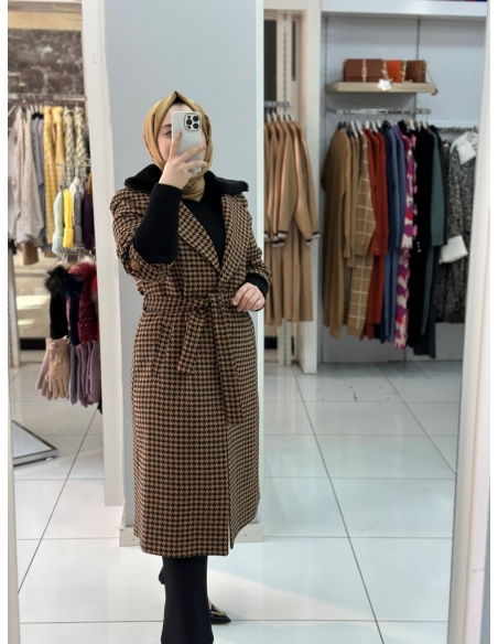 Zafina Kazayağı Kaşe Kaban kahve