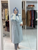 Zafina Kazayağı Kaşe Kaban İNDİGO