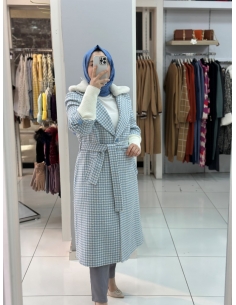 Zafina Kazayağı Kaşe Kaban İNDİGO