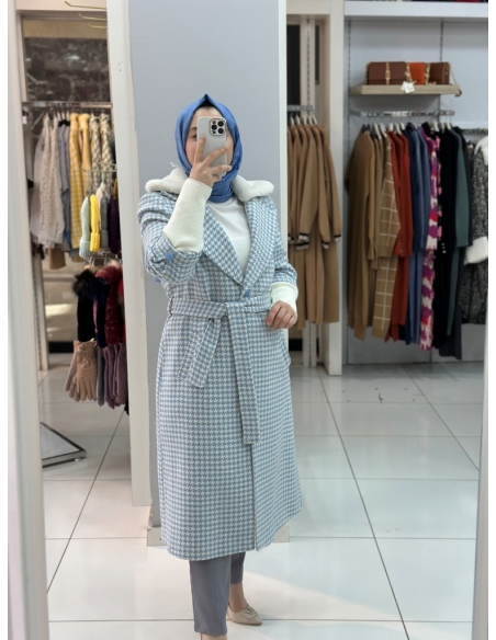 Zafina Kazayağı Kaşe Kaban İNDİGO