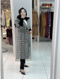 Zafina Kazayağı Kaşe Kaban SİYAH