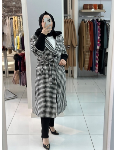 Zafina Kazayağı Kaşe Kaban SİYAH