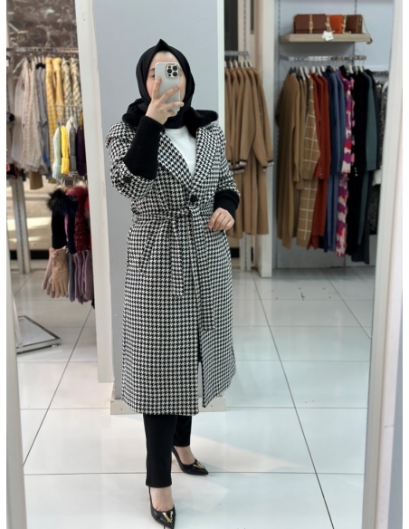 Zafina Kazayağı Kaşe Kaban SİYAH